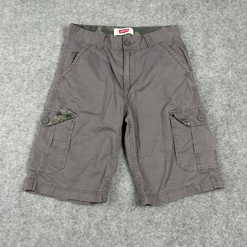 Y2K Levi's Cargo Shorts Boys 12REG Grey‎ Camo Trim Utility Cotton Five Pocket
